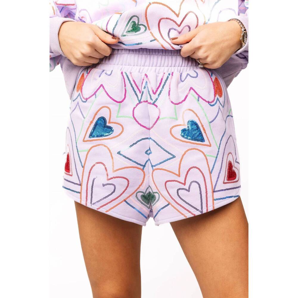 NEW QUEEN OF SPARKLES groovy heart short in lavender